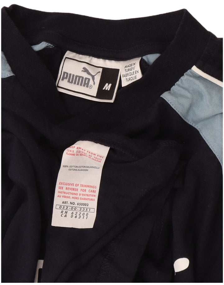 Camiseta masculina Puma Graphic Top Médio Azul Marinho Colorblock Algodão