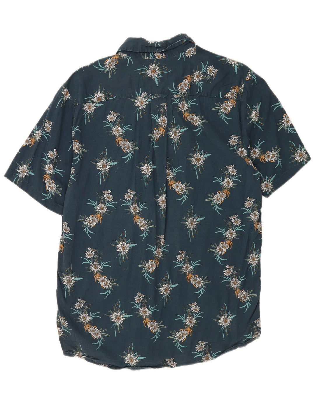 Camisa masculina de manga curta Classic Fit da Volcom, algodão floral azul médio