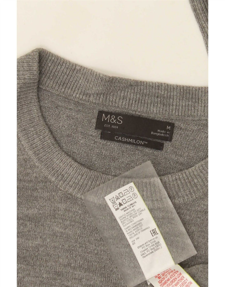 Suéter masculino Marks & Spencer com gola redonda e acrílico cinza médio