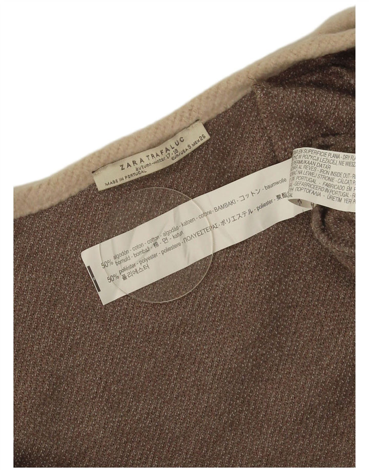 Suéter cardigã aberto Zara feminino oversized longline Reino Unido 10 pequeno marrom