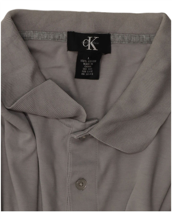 Camisa polo masculina CALVIN KLEIN grande algodão cinza