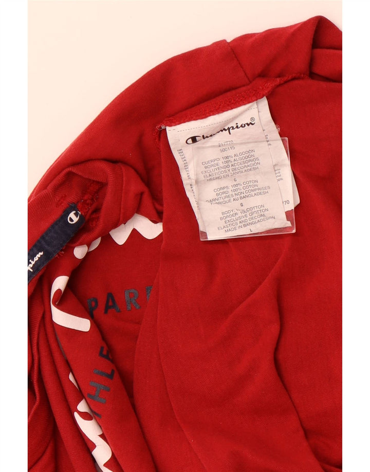 CAMPEÃO Camiseta masculina gráfica grande algodão vermelho