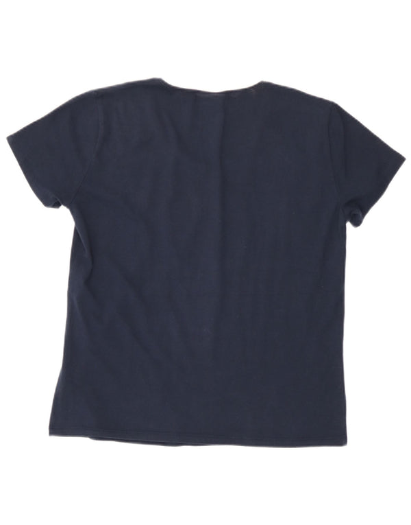 Camiseta feminina Trussardi Jeans UK 18 XL azul marinho algodão colorblock