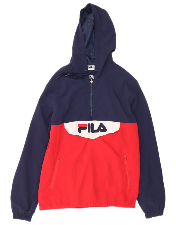 Jaqueta masculina Fila com capuz gráfico com capuz pequeno bloco colorido azul marinho