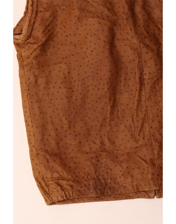 Colete de couro masculino VINTAGE IT 56 3XL marrom manchado