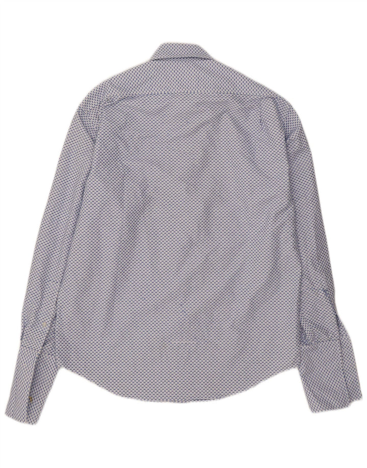 Camisa formal masculina Yves Saint Laurent algodão geométrico azul médio