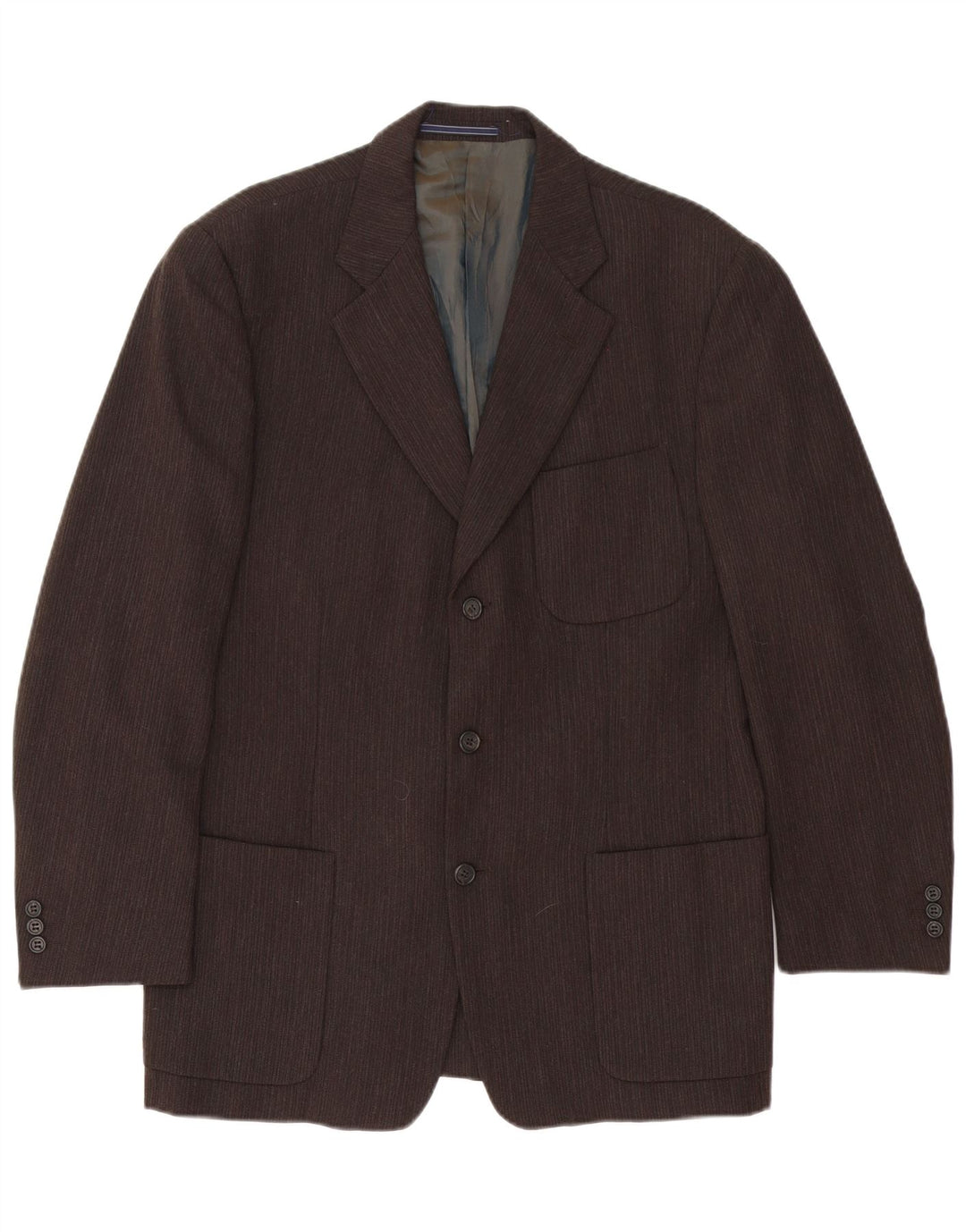 Jaqueta Blazer Masculina Trussardi com 3 Botões IT 50 Grande Acetato Marrom Riscas