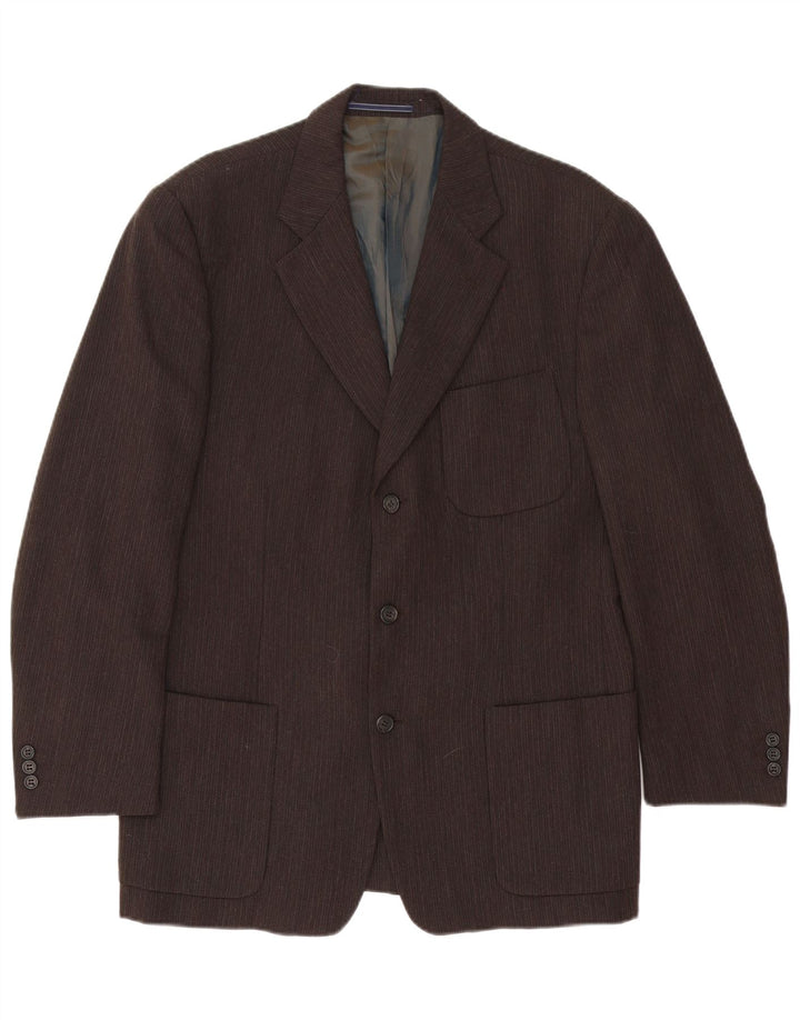 Jaqueta Blazer Masculina Trussardi com 3 Botões IT 50 Grande Acetato Marrom Riscas