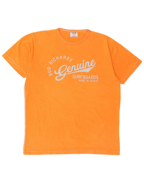 Camiseta gráfica masculina Jack & Jones Top XL algodão laranja