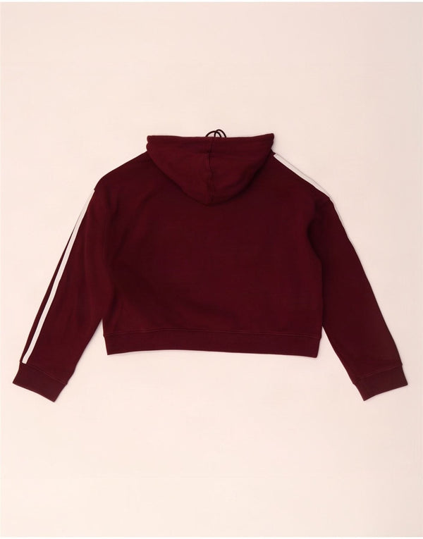 Adidas Womens Crop Oversized Hoodie Jumper Reino Unido 10 Pequeno Algodão Borgonha