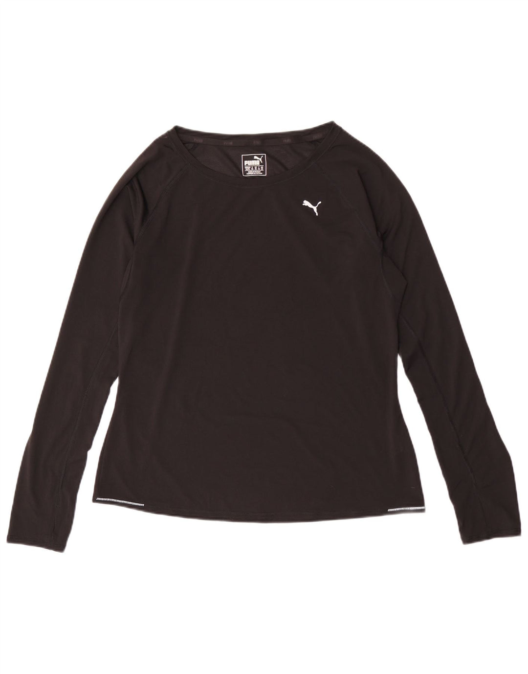 Top feminino Puma manga comprida UK 16 grande poliéster preto