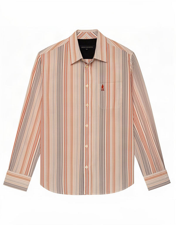 Camisa masculina French Connection de algodão listrado branco médio