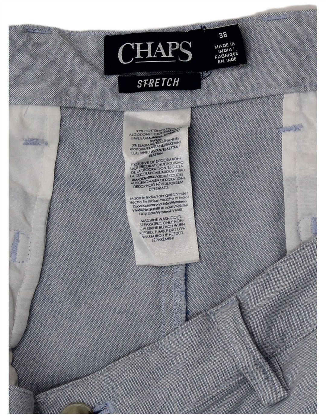 Shorts Chino Masculino Chaps W38 XL Azul Algodão