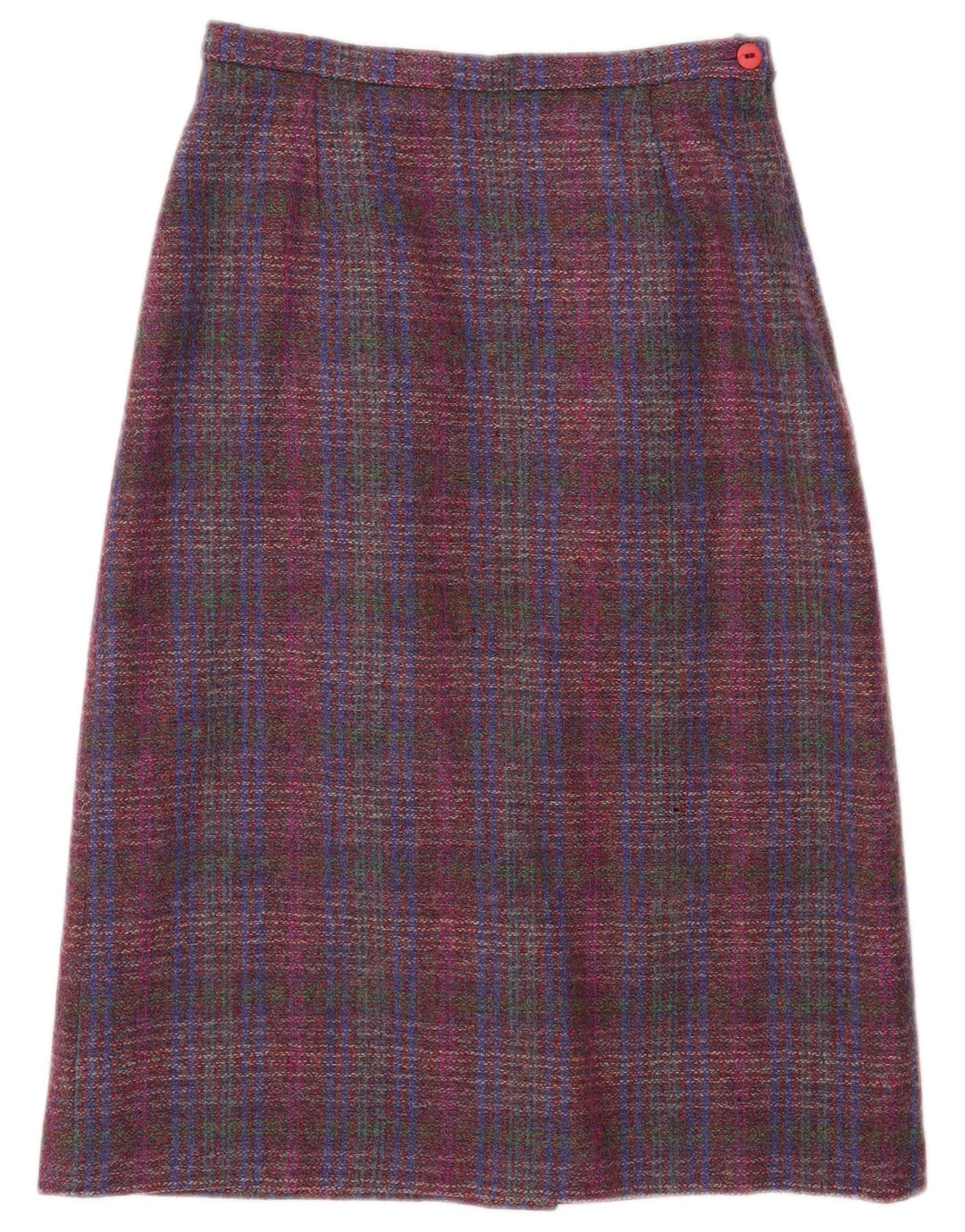 Saia midi feminina Pitlochry Reino Unido 14 médio W30 lã xadrez multicolorida
