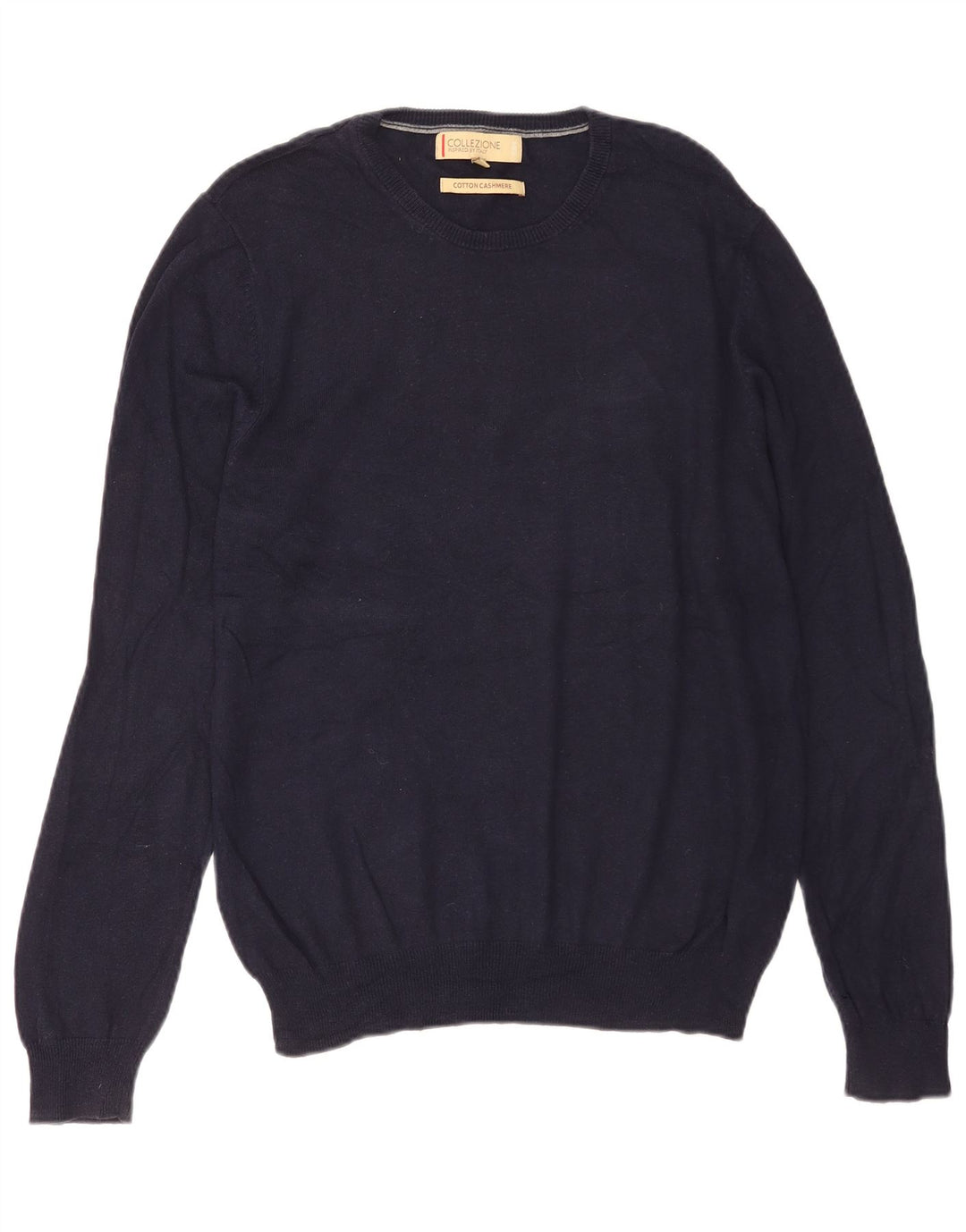 Suéter masculino Marks & Spencer com gola redonda, algodão azul marinho médio