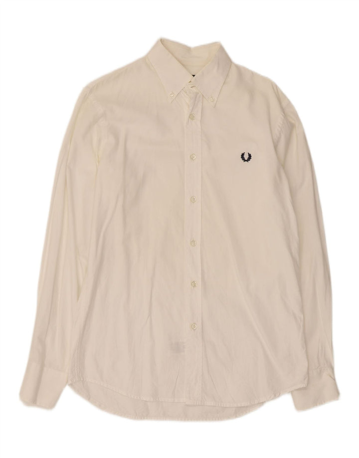 Camisa masculina Slim Fit Fred Perry de algodão branco médio