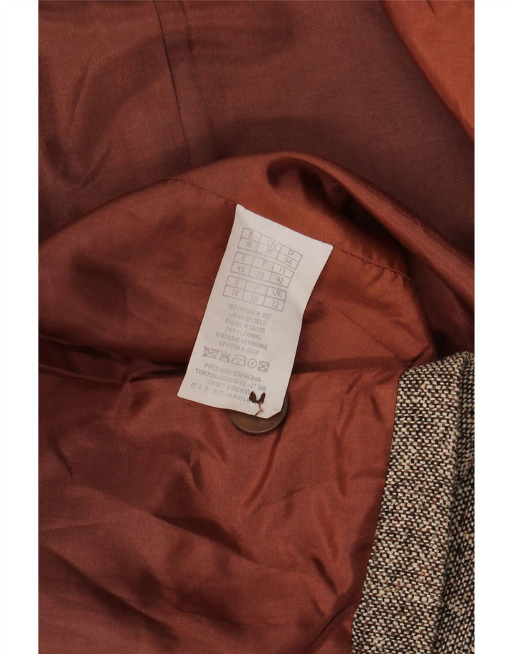 Sobretudo feminino Promod UK 12 algodão manchado cinza médio