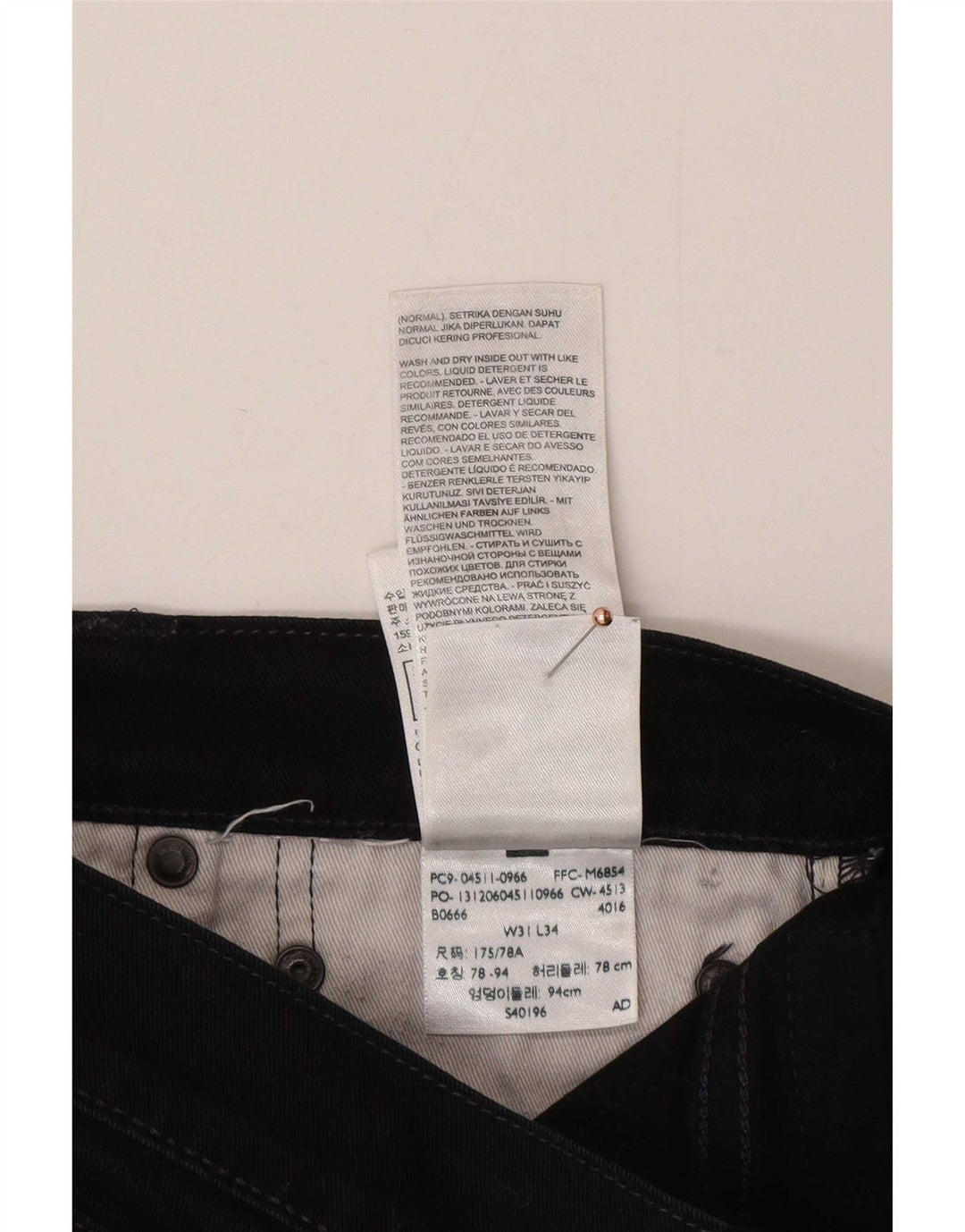Calça jeans reta cortada masculina Levi's W31 L25 algodão preto