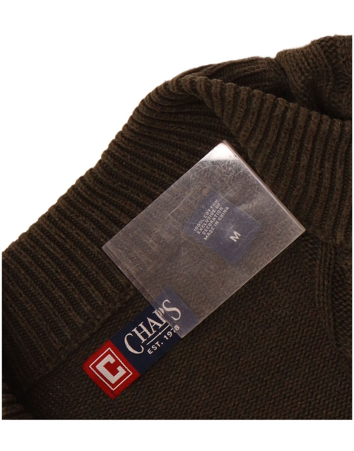 Suéter masculino Chaps com gola e zíper, algodão cáqui médio