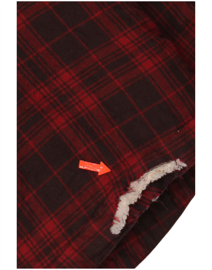 Camisa masculina de flanela com capuz de lenhador Mistral, algodão xadrez vermelho médio