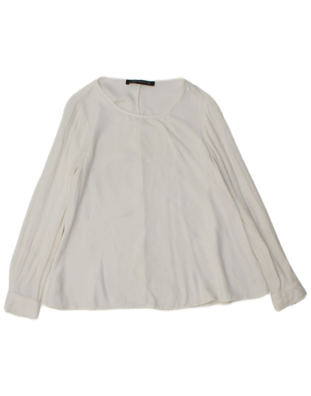 Zara blusa feminina manga comprida top UK 6 XS branco