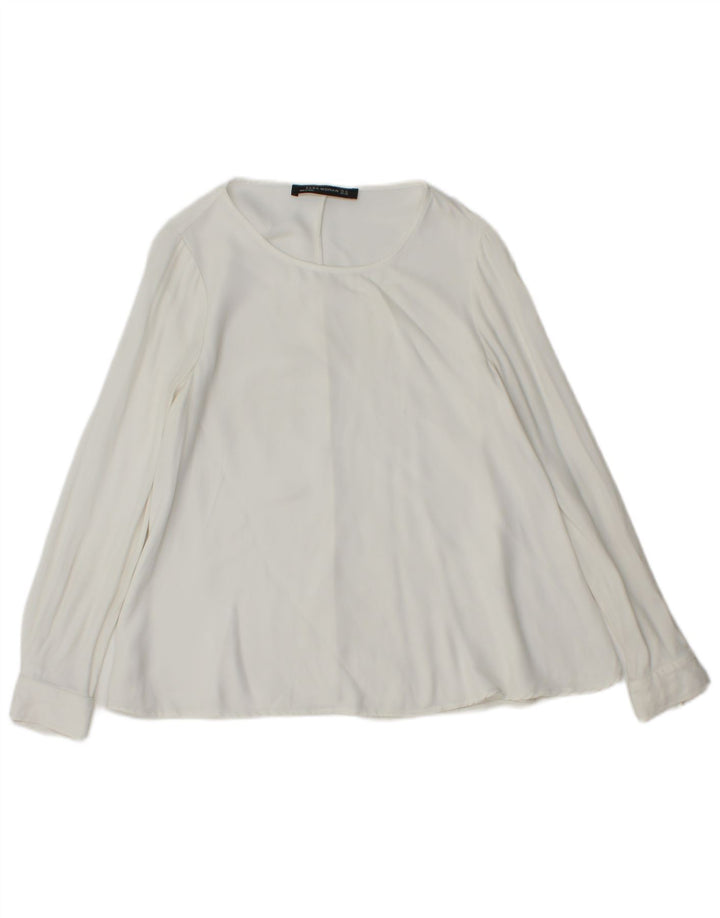 Zara blusa feminina manga comprida top UK 6 XS branco