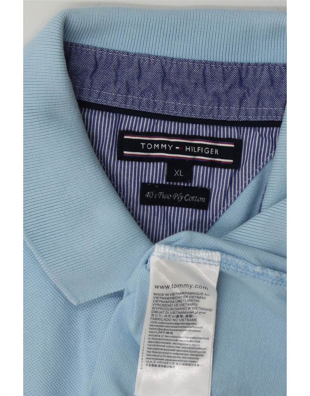TOMMY HILFIGER Mens Polo Shirt XL Blue Cotton Vintage Tommy Hilfiger and Second-Hand Tommy Hilfiger from Messina Hembry 