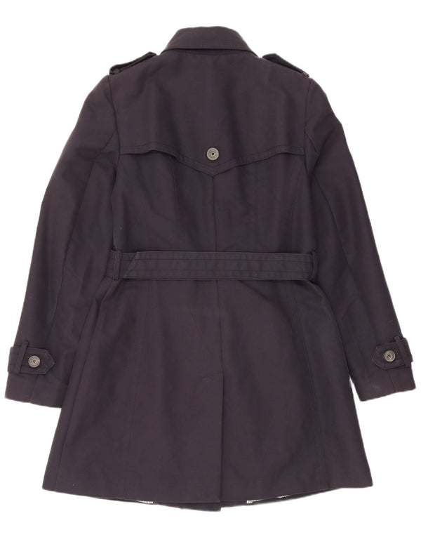 Trench Coat feminino Massimo Dutti UK 18 XL azul marinho algodão