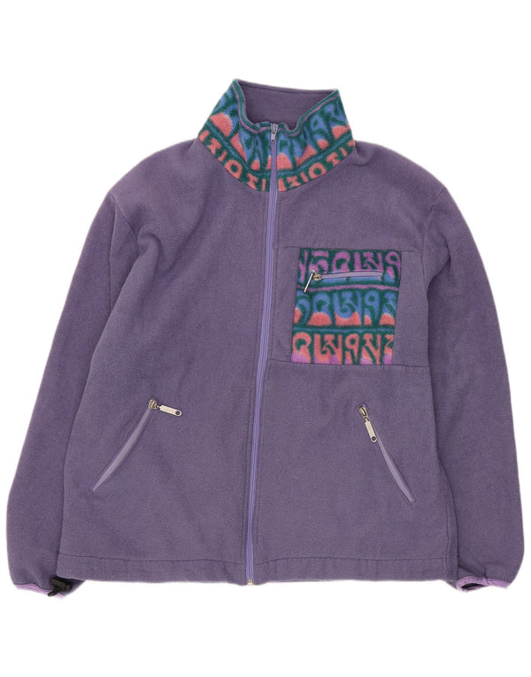 SALEWA Womens Loose Fit Fleece Jacket UK 14 Medium Purple Geometric Sports