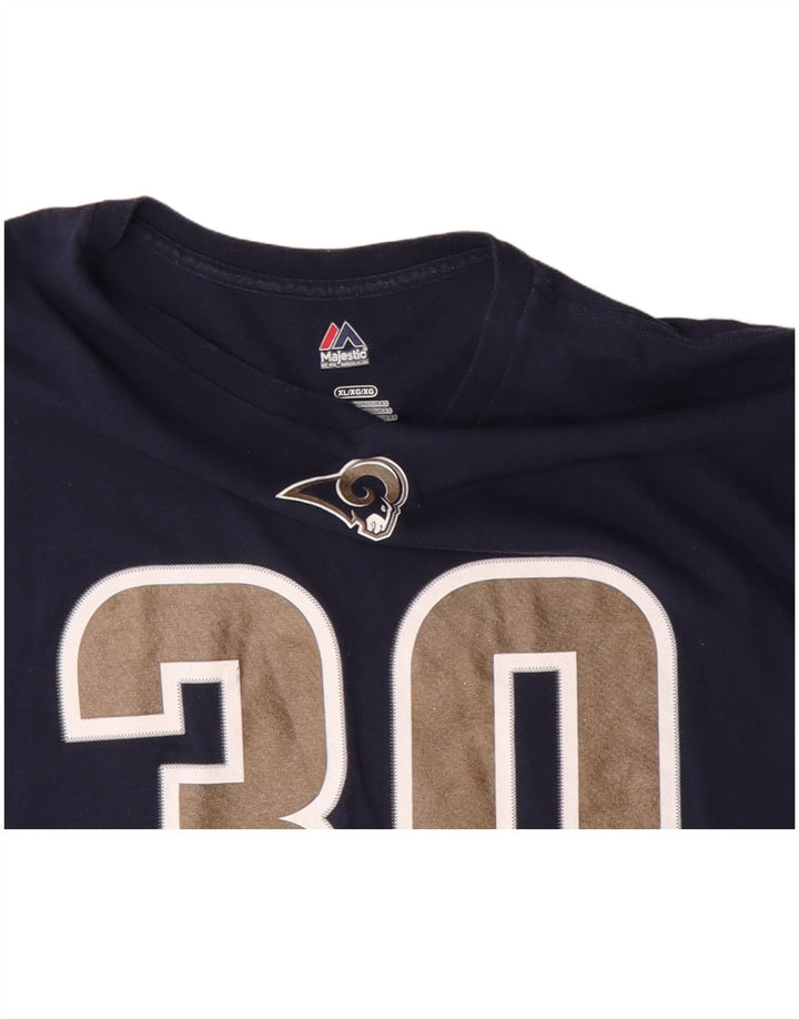 Camiseta masculina MAJESTIC Todd Gurley II com estampa gráfica XL azul marinho algodão