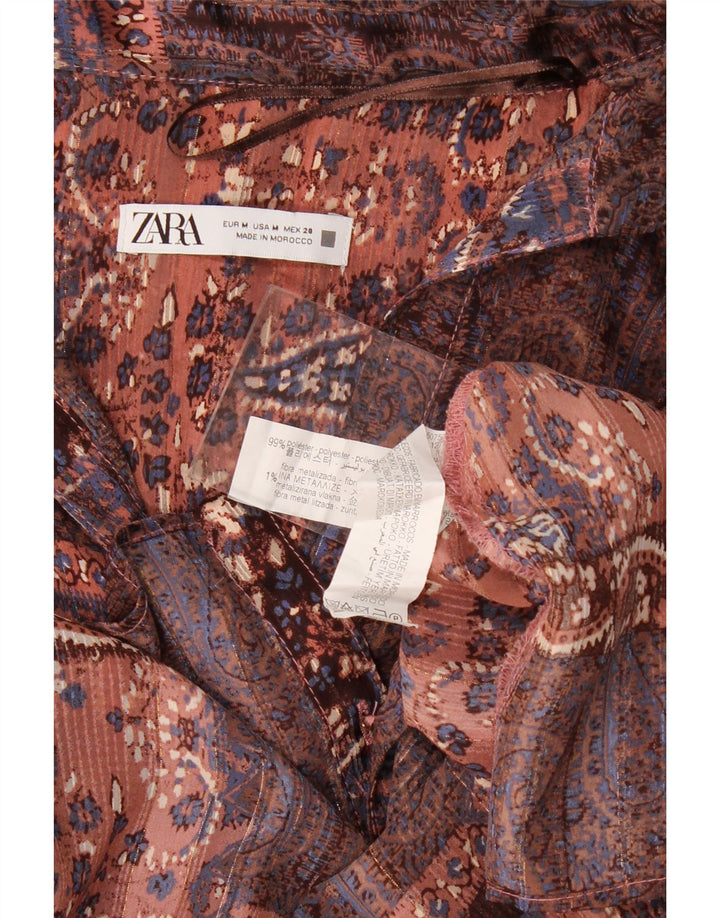Zara blusa feminina oversized Reino Unido 14 médio paisley multicolorido