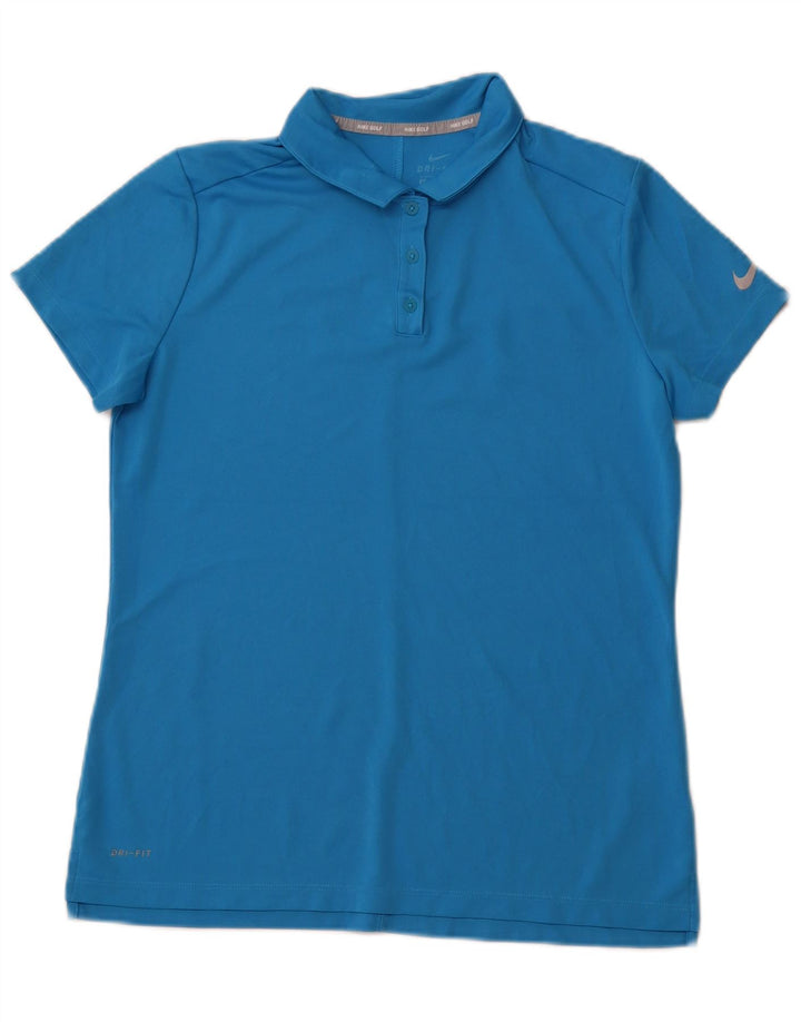Camisa polo feminina NIKE Dri Fit UK 16 grande azul poliéster