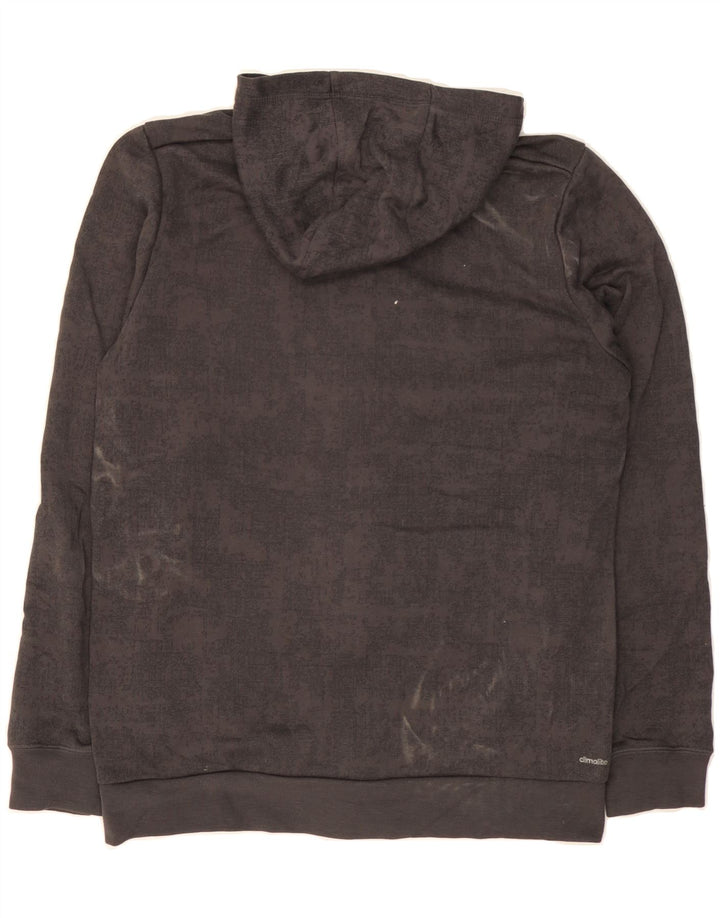 ADIDAS Boys Climalite Graphic Zip Hoodie Sweater 15-16 Years Grey Vintage Adidas and Second-Hand Adidas from Messina Hembry 