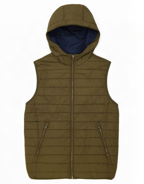 Colete masculino acolchoado com capuz Jack & Jones UK 40 poliéster cáqui grande