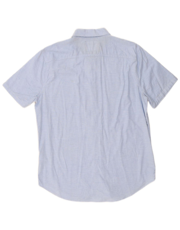 Camisa masculina Hollister de manga curta slim fit grande algodão azul
