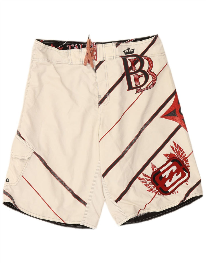 BILLABONG Calção de banho masculino gráfico médio listrado branco