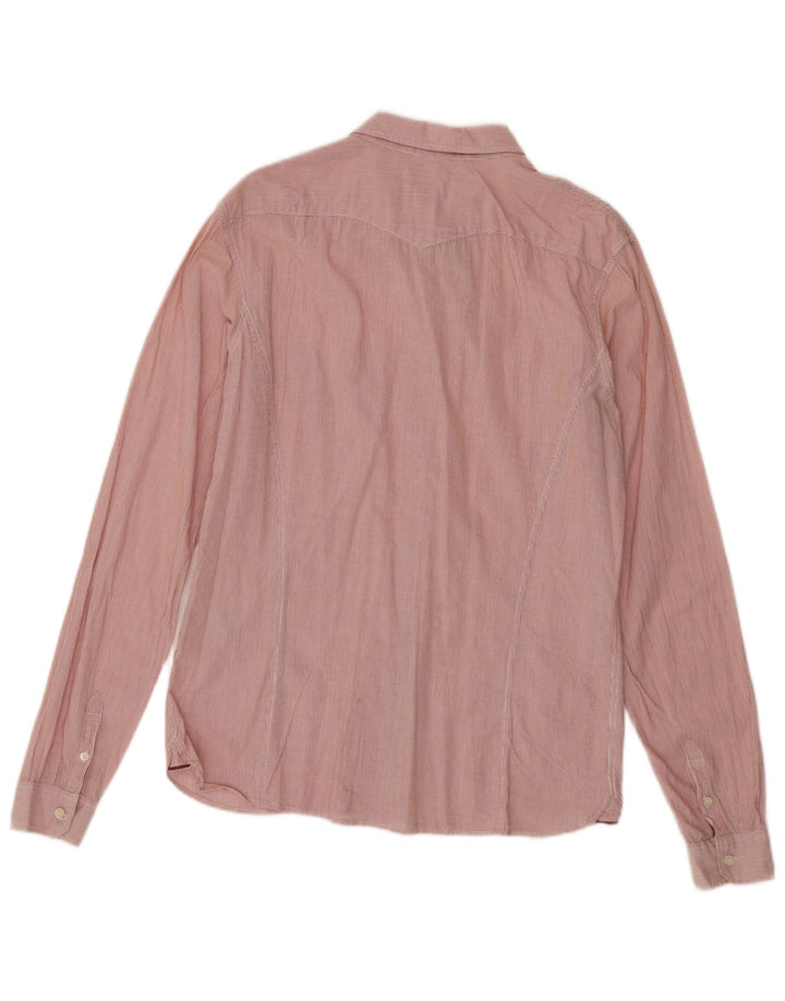 Camisa feminina Levi's UK 16 grande algodão listrado vermelho