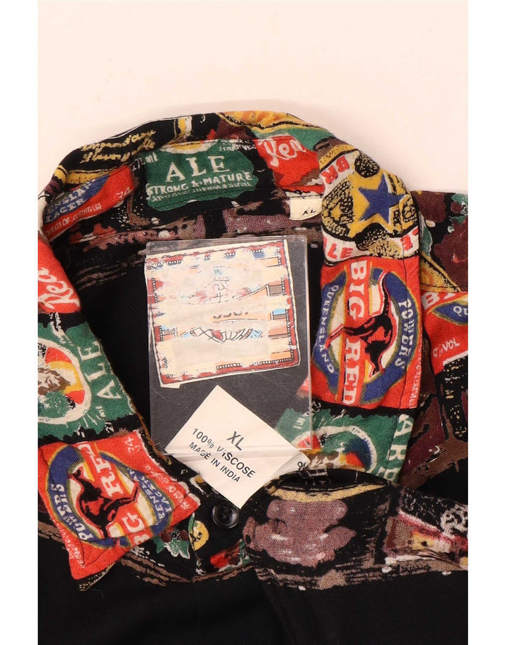 Camisa masculina vintage com padrão abstrato XL viscose multicolorida