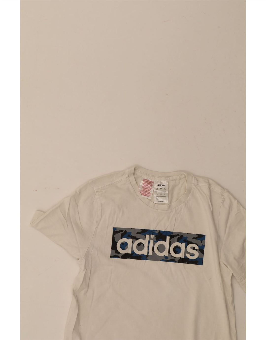 ADIDAS Boys Graphic T-Shirt Top 13-14 Years White Cotton Vintage Adidas and Second-Hand Adidas from Messina Hembry 
