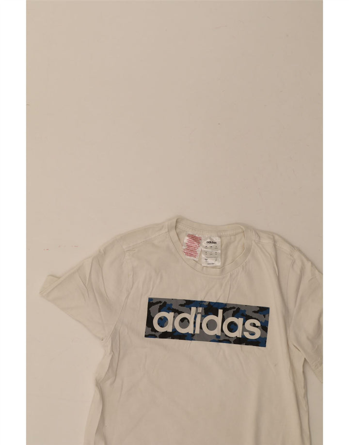 ADIDAS Boys Graphic T-Shirt Top 13-14 Years White Cotton Vintage Adidas and Second-Hand Adidas from Messina Hembry 