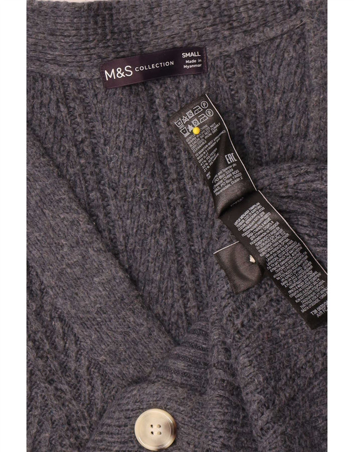 Suéter cardigã feminino grande Marks & Spencer Reino Unido 10 pequeno cinza