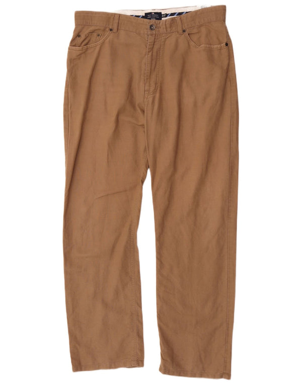 Calça casual reta masculina Marks & Spencer Blue Harbor W36 L31 marrom