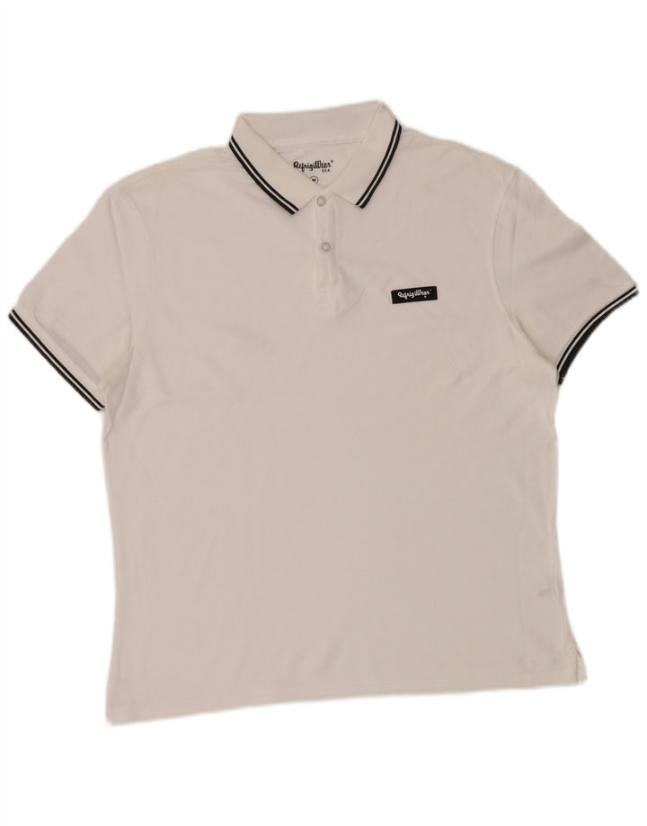 Camisa polo masculina Refrigiwear de algodão branco médio