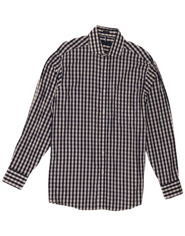 Camisa masculina Tommy Hilfiger Regular Fit tamanho 15 1/2 médio azul marinho guingão