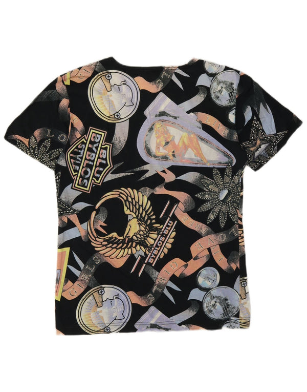 Camiseta feminina gráfica Byblos UK 12 algodão multicolorido médio