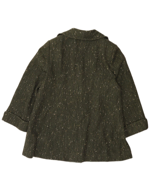 Sobretudo feminino vintage UK 14 grande verde manchado