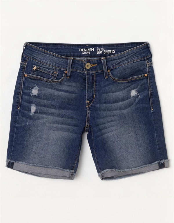 Shorts jeans feminino Levi's Denizen cintura baixa EUA 7 médio W28 azul