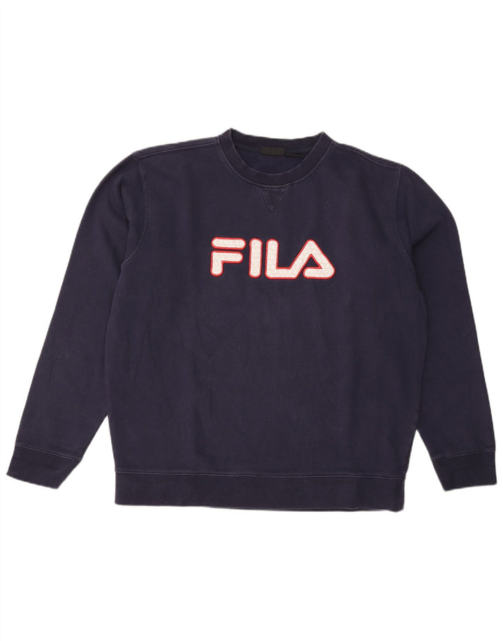 Fila moletom gráfico masculino jumper XL azul marinho algodão