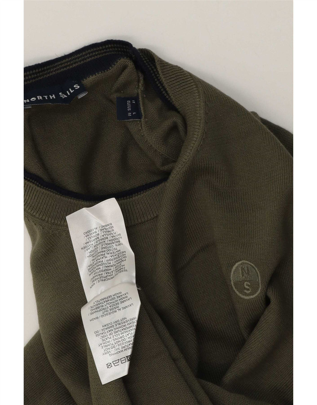 Suéter masculino North Sails com gola redonda e algodão cáqui médio