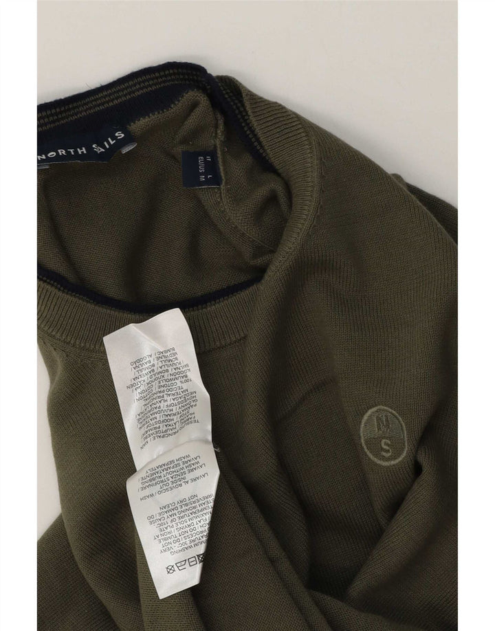 Suéter masculino North Sails com gola redonda e algodão cáqui médio